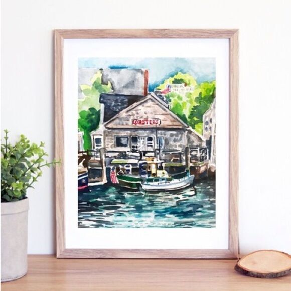 Nantucket Watercolor Poster Print - Picture 1 of 3
